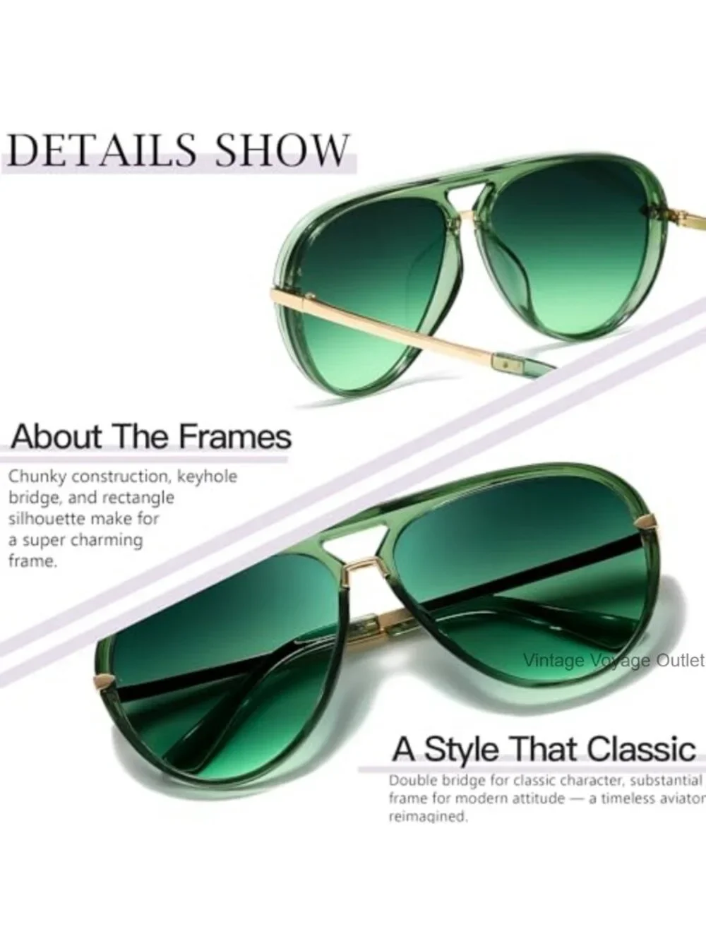 Retro Aviator Sunglasses for Women - Oversized Non-Polarized UV Protection,